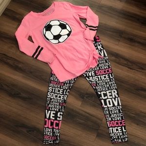 Justice SOCCER Long Sleeve Top & Leggings